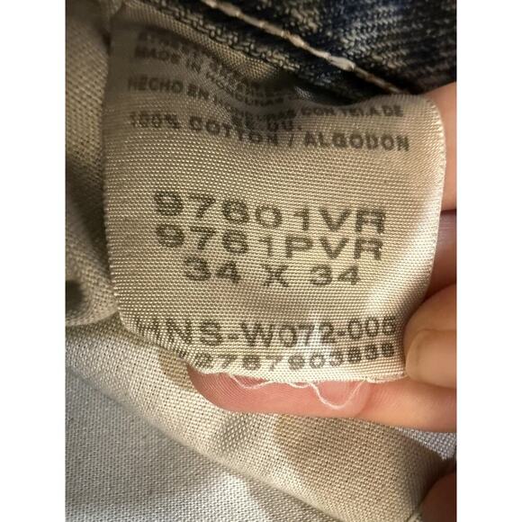 Vintage Wrangler Jeans Mens 34x34 Blue Distressed Paint Stains Workwear 90s - Picture 2 of 7